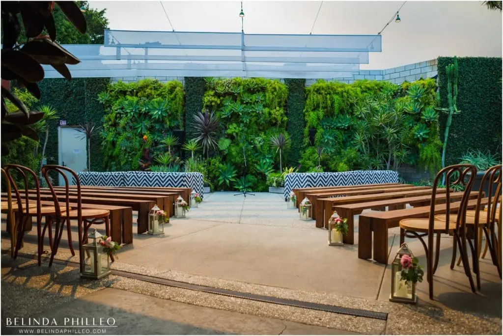 Wedding Ceremony decor at Smog Shoppe Los Angeles, CA. Photo by Belinda Philleo