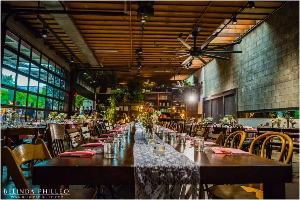 Wedding reception at Smog Shoppe Los Angeles, CA. Photo by Belinda Philleo