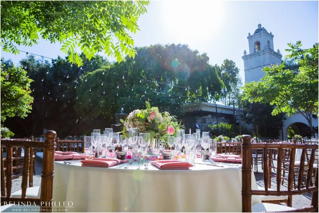 Reception setup at Los Angeles River Center and Gardens, Los Angeles, CA