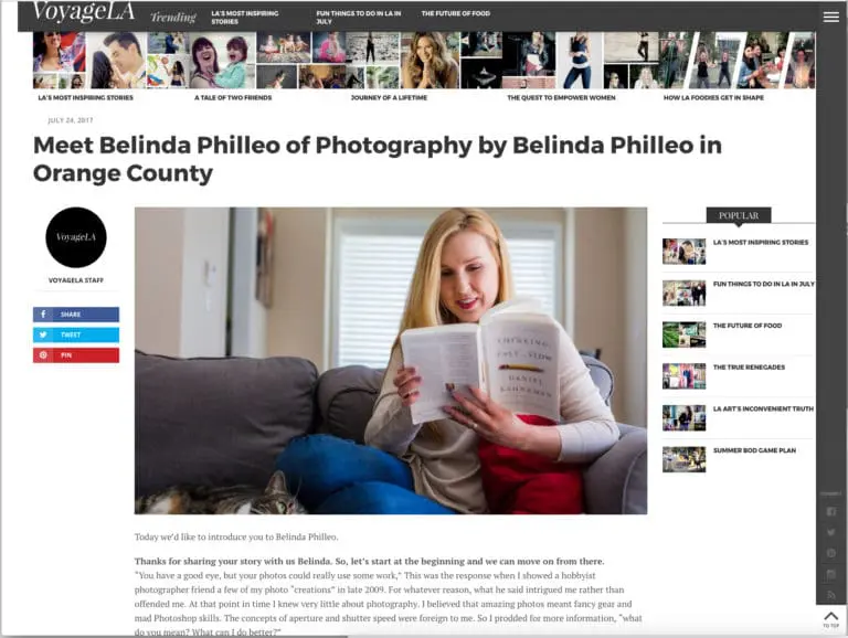 Belinda Philleo featured on Voyage LA Magazine
