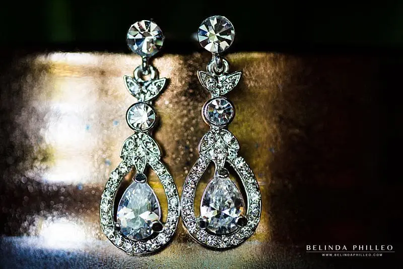 Dangling diamond wedding earrings