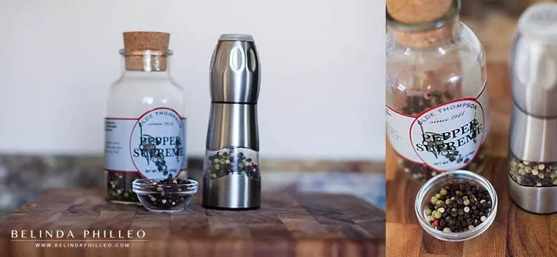 pepper grinder and pepper corns