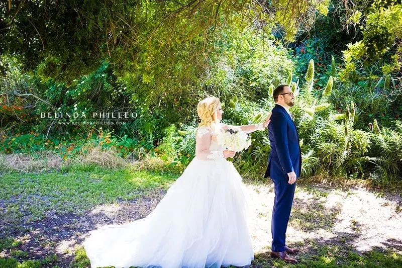 First look between bride and groom at The Ranch at Laguna Beach