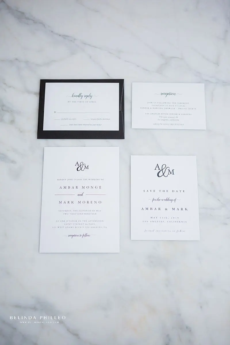 Black and white wedding invitations