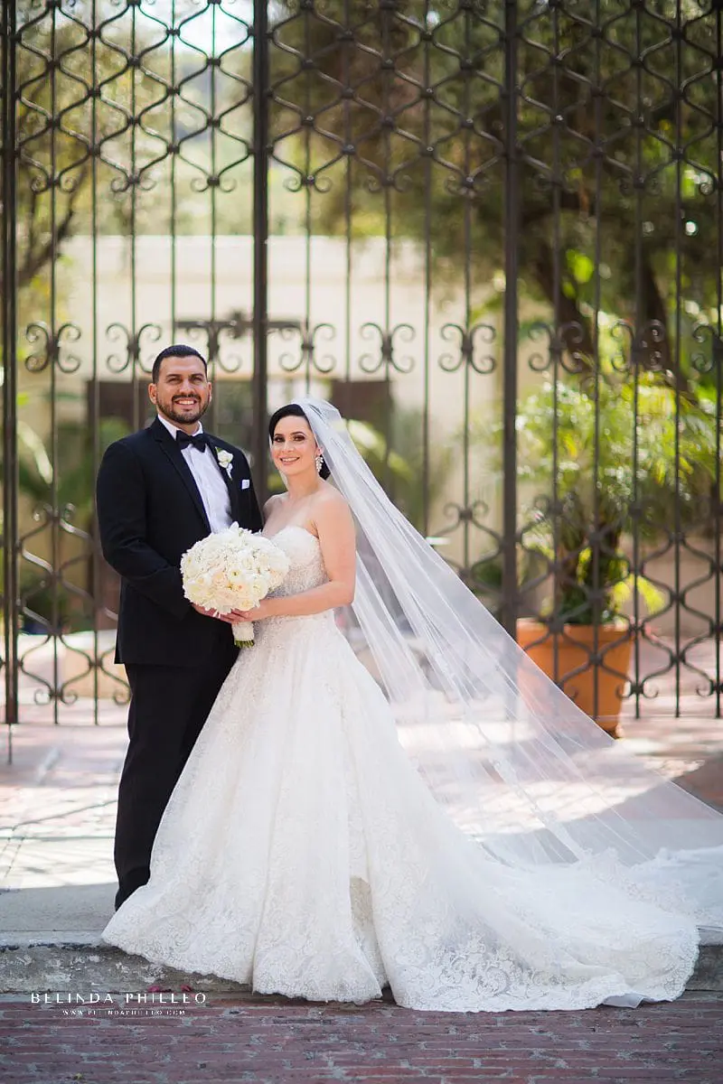 Bride and groom portraits by Belinda Philleo at Los Angeles River Center & Gardens Wedding