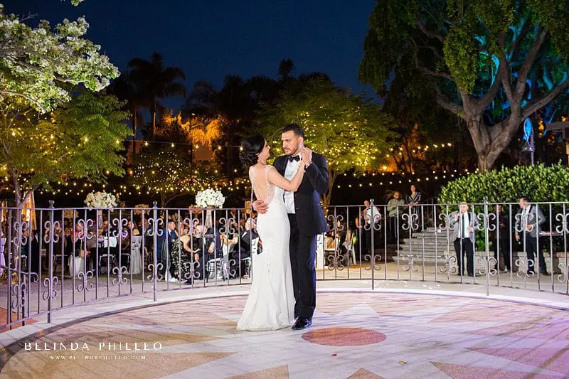 Bride and groom first dance at Los Angeles River Center & Gardens Wedding
