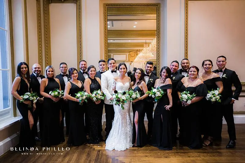 Glamorous black and white wedding at Alexandria Ballrooms in Los Angeles, CA