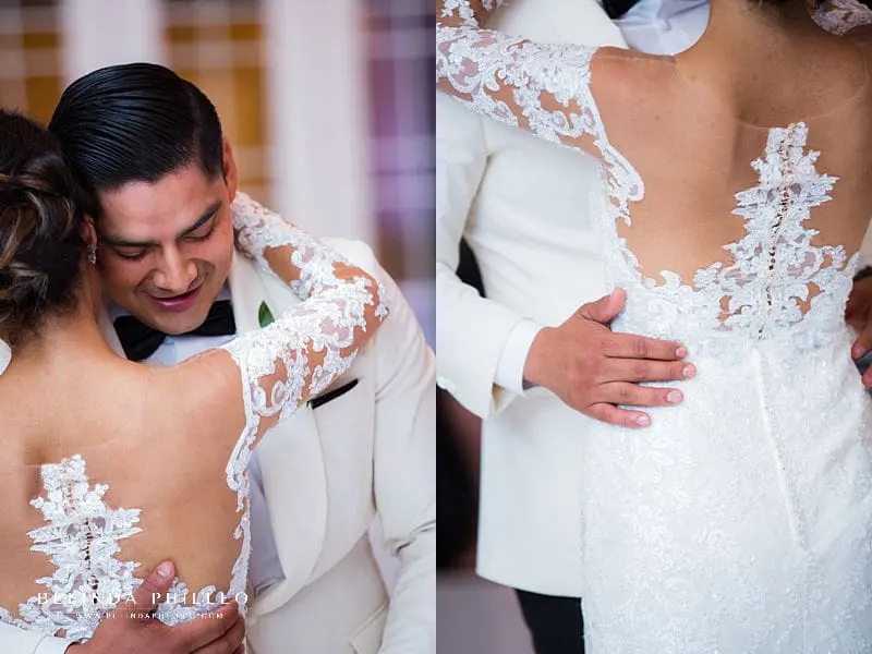 Martina Liana bridal gown with lace back and sleeves