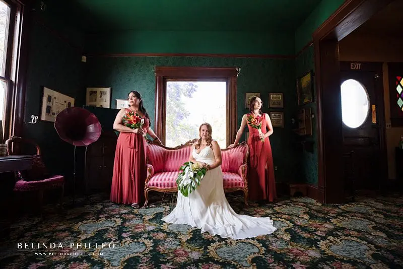 Orange bridesmaid gowns