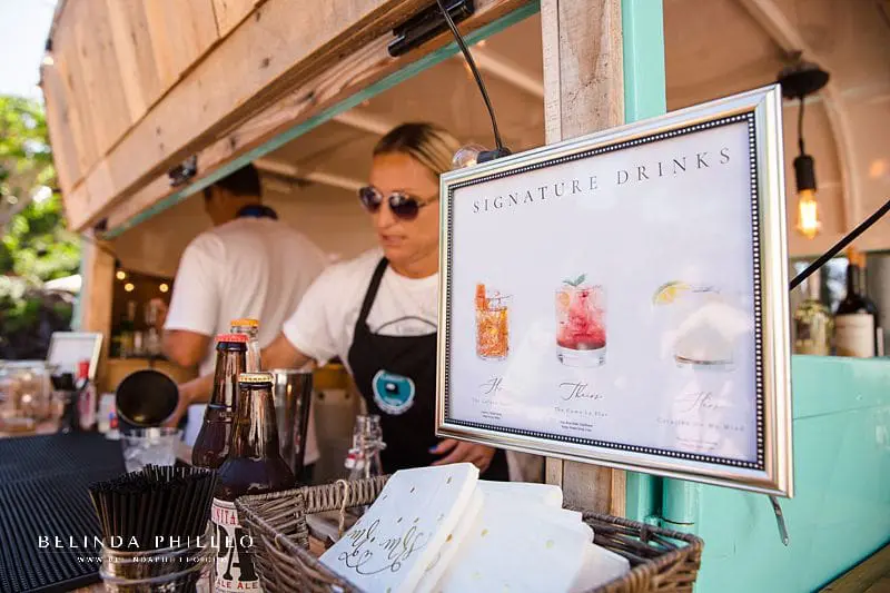 Signature cocktails for wedding reception