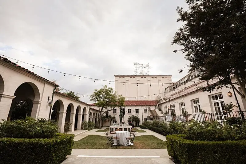 Garden courtyard for cocktail hour at Ebell Los Angeles wedding