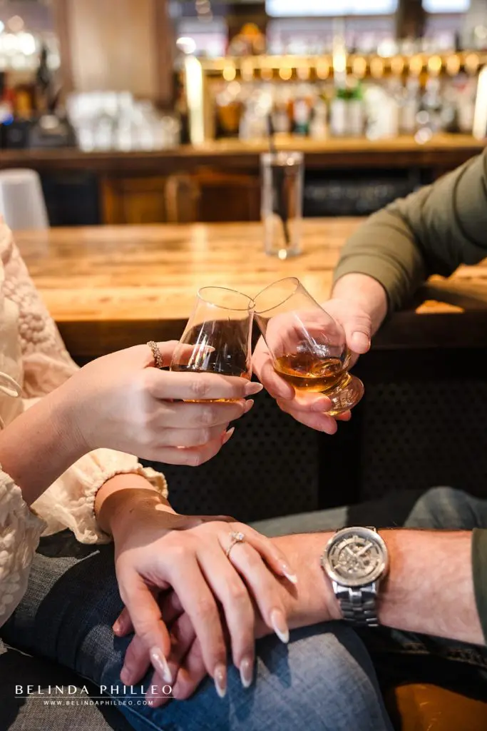 Whiskey lover's Engagement photos at Haven in Old Towne Orange