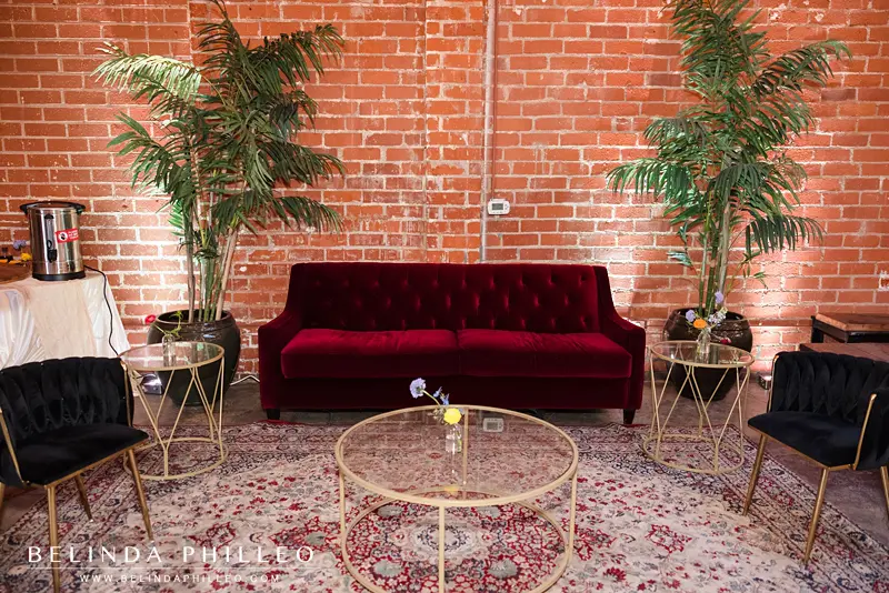 Cocktail hour lounge area from Bright Event Rentals