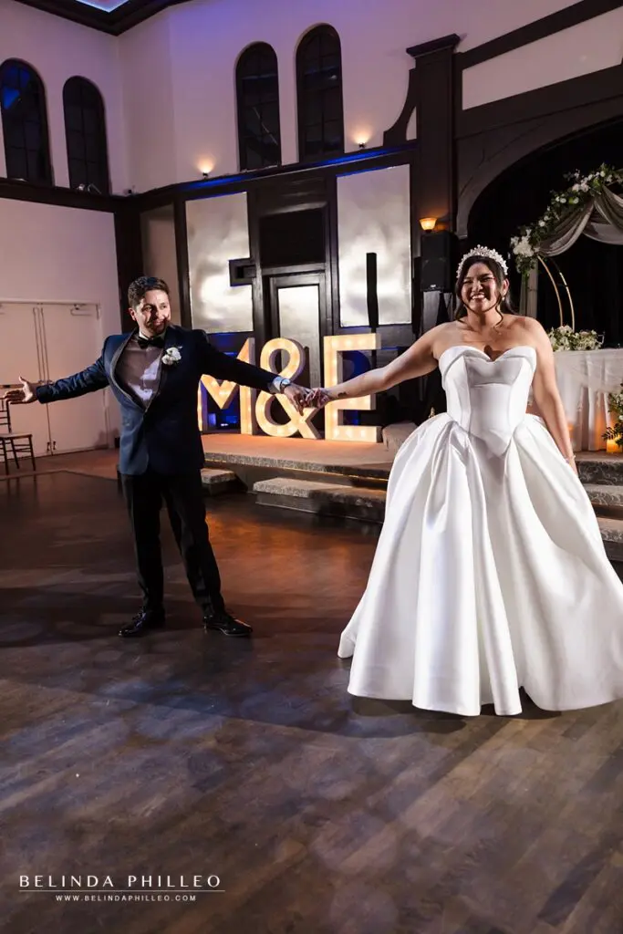 Bride and groom share their first dance