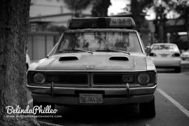Black & White photo of car in Fullerton