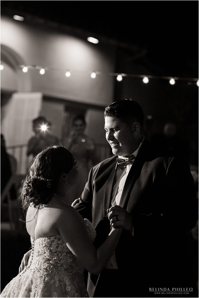 bride and groom enjoy their first dance at Kellogg House Wedding, Pamona, CA