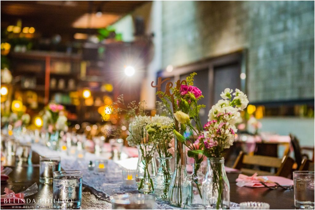 farmhouse style tables at Smogshoppe wedding in Los Angeles, CA