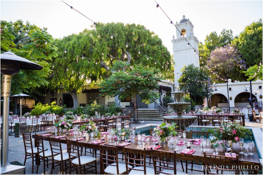Reception tables for Los Angeles River Center and Gardens Wedding, Los Angeles, CA
