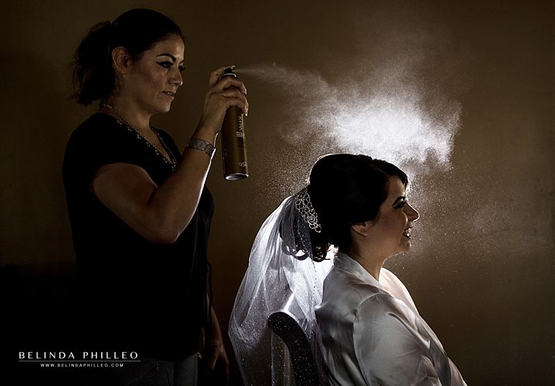 Dramatic hairspray photo of bride