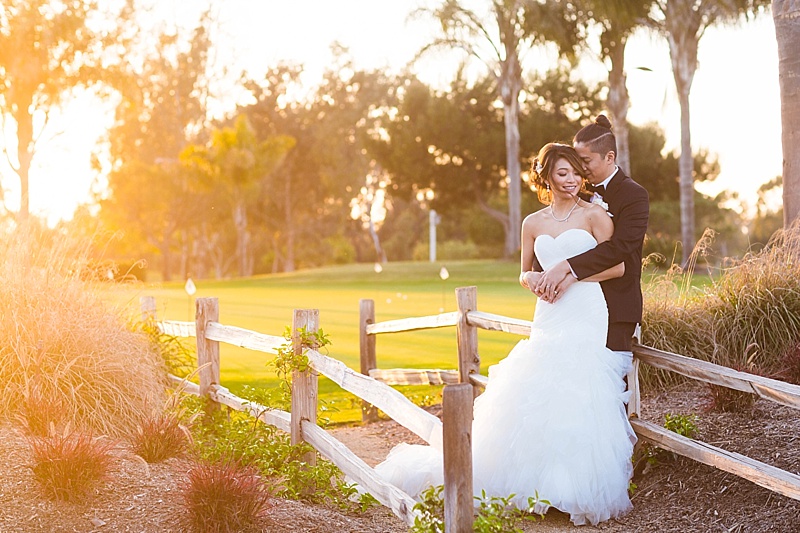 Breathtaking sunset newlywed portraits at Old Ranch Country Club