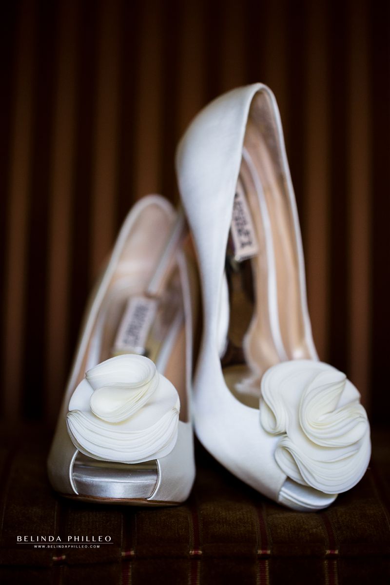 White Badgley Mischka bridal shoes 