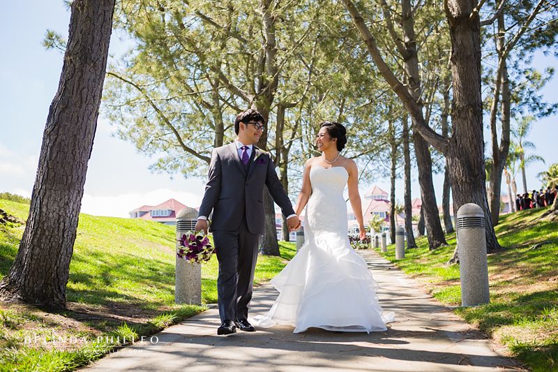 Bride and groom enjoy a sweet moment alone at their Laguna Cliffs Marriott Wedding in Dana Point, CA