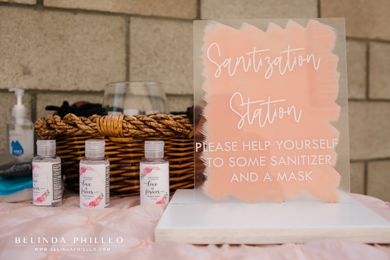 Covid wedding sign and customized hand sanitizer wedding favors