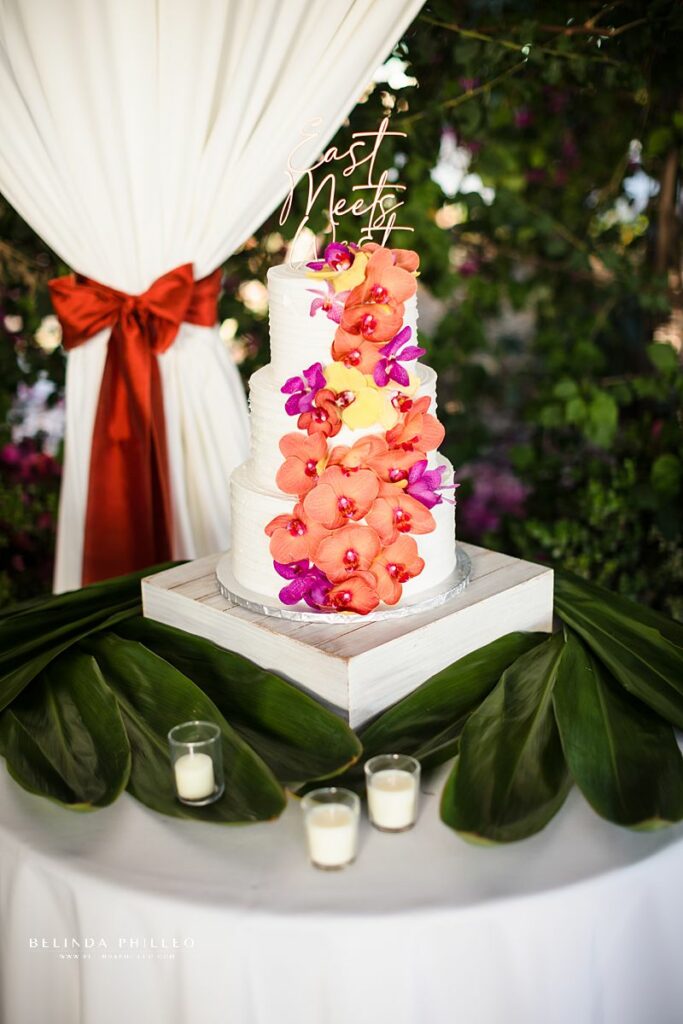 Tropical style wedding cake