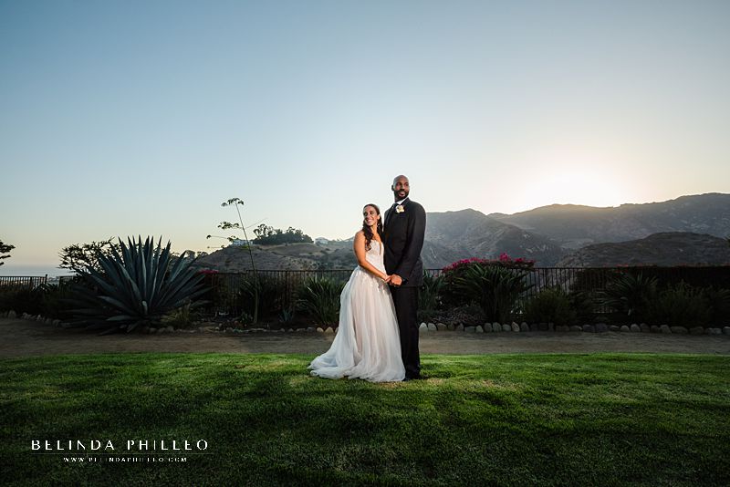 sunset portraits for wedding in Malibu , CA
