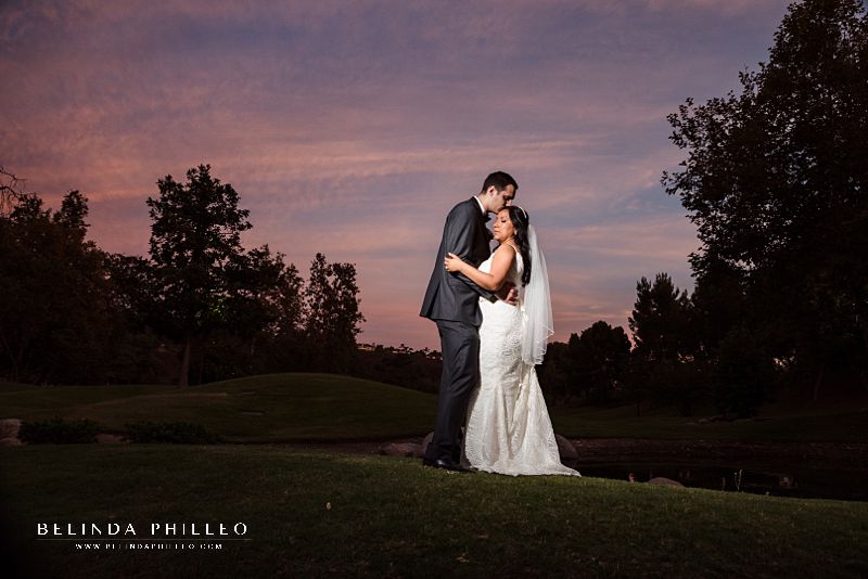 Dramatic sunset pictures at Coyote Hills Golf Club Wedding