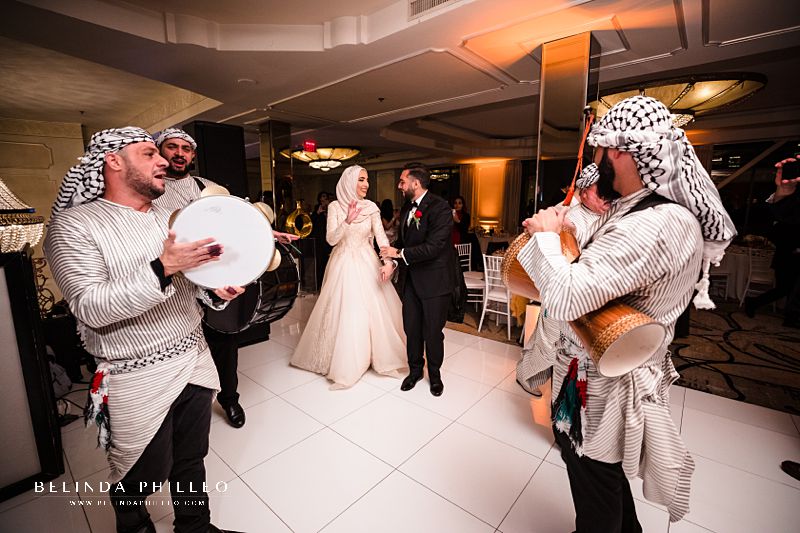 Newlyweds make their grand entrance with a Zaffa band during their Brandview Ballroom Wedding reception.