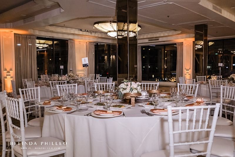 Weddings at Brandview Ballroom in Glendale have elegant details and a view of the city below.