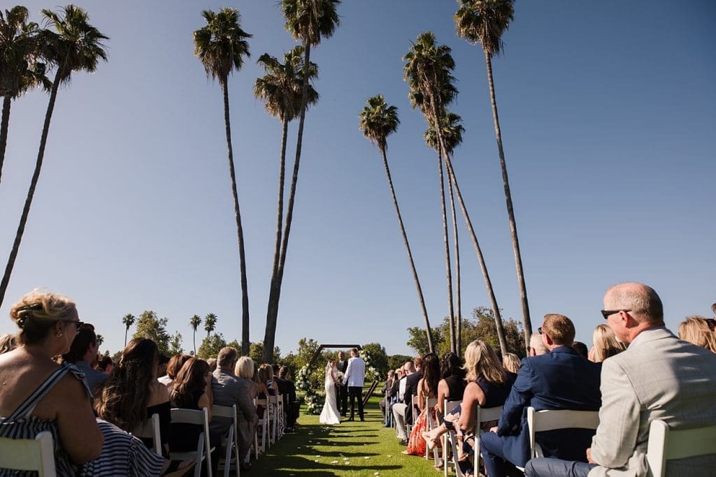 Ceremonies on the lawn for weddings at Los Coyotes Country Club